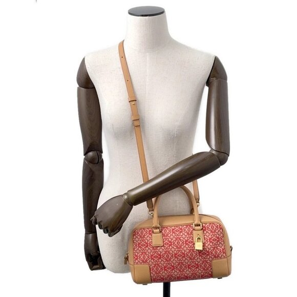 LOEWE Amazona 23 Anagram Size 23 Canvas/Leather Beige/Red - Picture 5 of 14